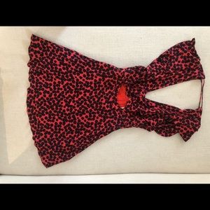 Free People red mini dress with black flowers!